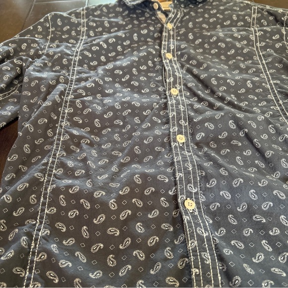 Zara Blue Printed Button Up Long Sleeve Slim Fit Dress Shirt Size M - Picture 2 of 4